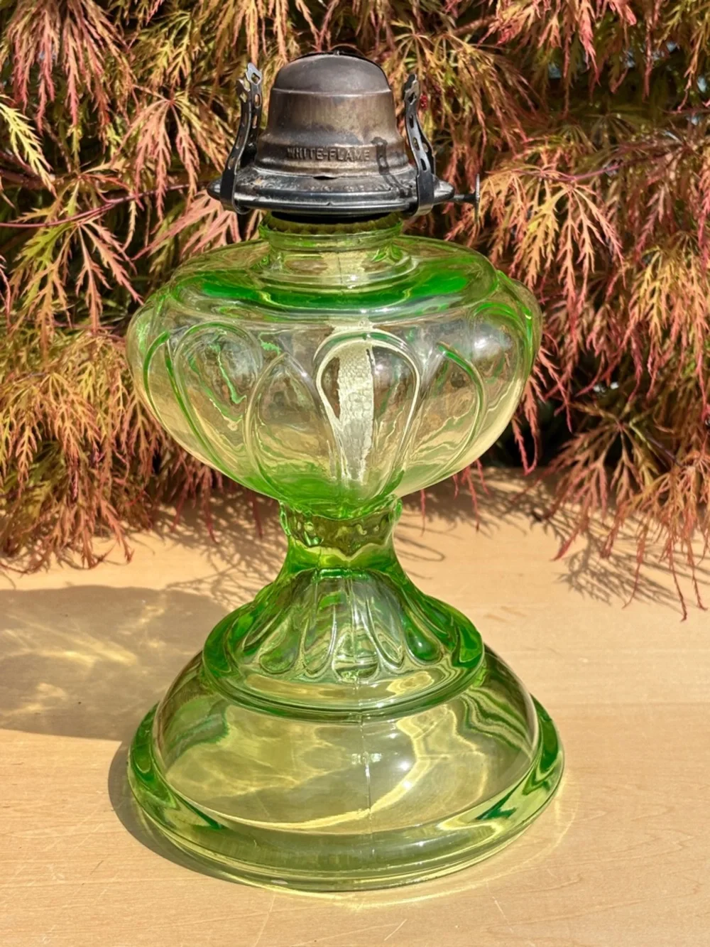 Vintage/Antique Giant Uranium Glass Oil Lamp